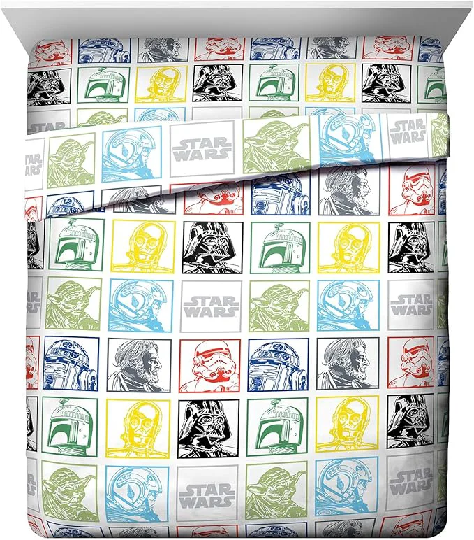 Elegant Jay Franco Kids Sheet Set with Fitted Flat Sheets amp Pillow Cover – Ultra-Soft Bedding with Pillowcase for Room Decor Multi – Star Wars 4 Piece Queen Contemporary