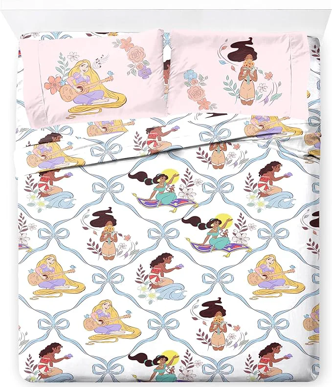 Minimalist Jay Franco Kids Sheet Set with Fitted Flat Sheets amp Pillow Cover – Ultra-Soft Bedding with Pillowcase for Room Decor White – Disney Princess 4 Piece Full Prestigious