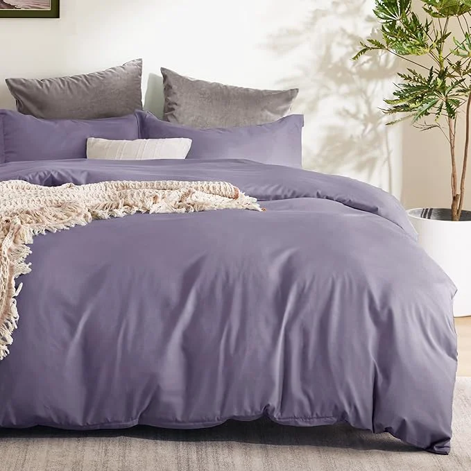 Elegant Bedsure Duvet Cover Full Size – Soft Double Brushed Bedding Set for Kids amp Adults Zipper Closure 3 Pieces Includes 1 Duvet Cover 80 quot x90 quot amp 2 Pillow Shams NO Comforter Grayish Purple Stylish