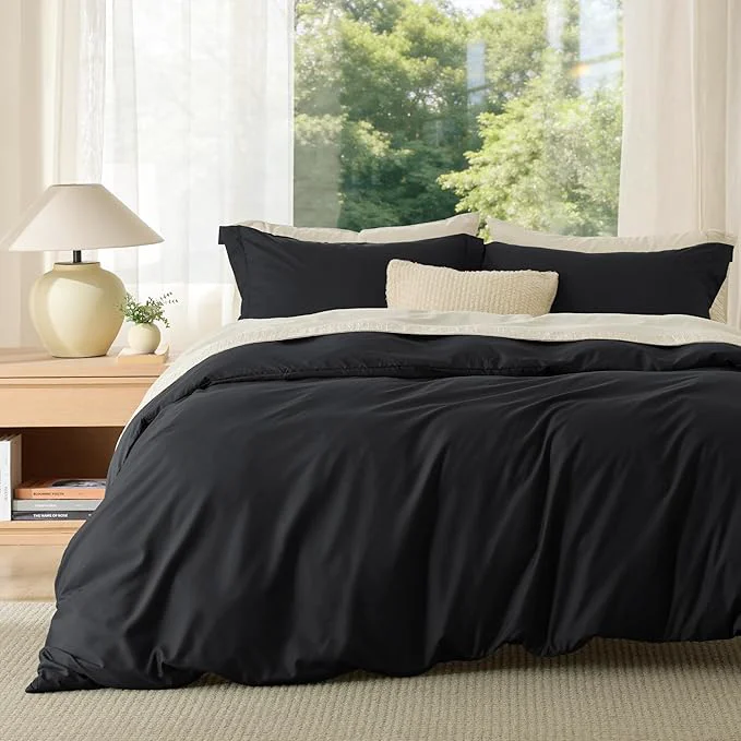 Minimalist Bedsure Duvet Cover California King Size – Soft Double Brushed Bedding Set for Kids amp Adults Zipper Closure 3 Pieces Includes 1 Duvet Cover 104 quot x98 quot amp 2 Pillow Shams NO Comforter Black Original