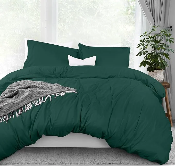 Safe Utopia Bedding Duvet Cover Queen Size – 3 Piece with Zipper Closure – 1 Comforter Cover 90X90 Inches amp 2 Pillow Shams 20X26 Inches Emerald Comforter Not Included Environmentally Friendly