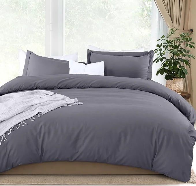 Detailed Utopia Bedding Duvet Cover Full Size – 3 Piece with Zipper Closure – 1 Comforter Cover 80X90 Inches amp 2 Pillow Shams 20X26 Inches Grey Comforter Not Included Practical