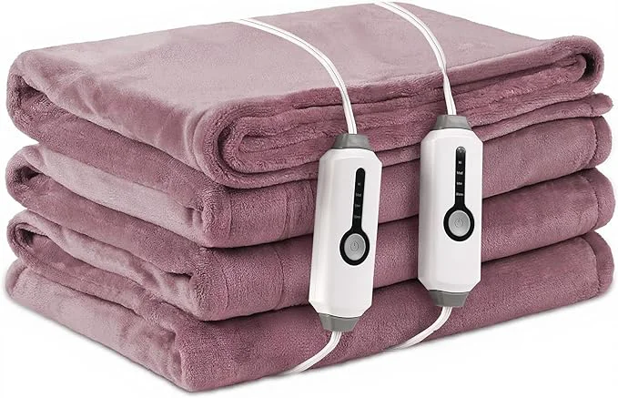 Sustainable Electric Heated Blanket Queen Size 84 quot x90 quot with Dual Control Breathable amp Luxurious Flannel with 4 Heating Levels amp 10 Hours Auto-Off Fast Heating Machine Washable for Bedding -Purple Soft
