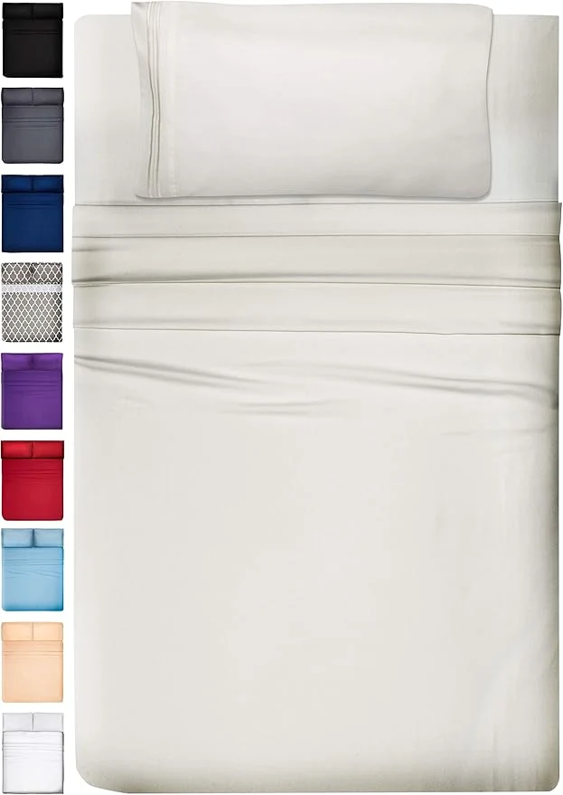 Contemporary DREAMCARE Twin XL Sheet Sets – 3pcs Cooling Sheets – up to 21 Extra Deep Pocket Twin XL Sheets Set – Hotel Luxury Sheets amp Pillowcases – Superior Softness Fine Microfiber with Side Pocket –Ivory Consistent
