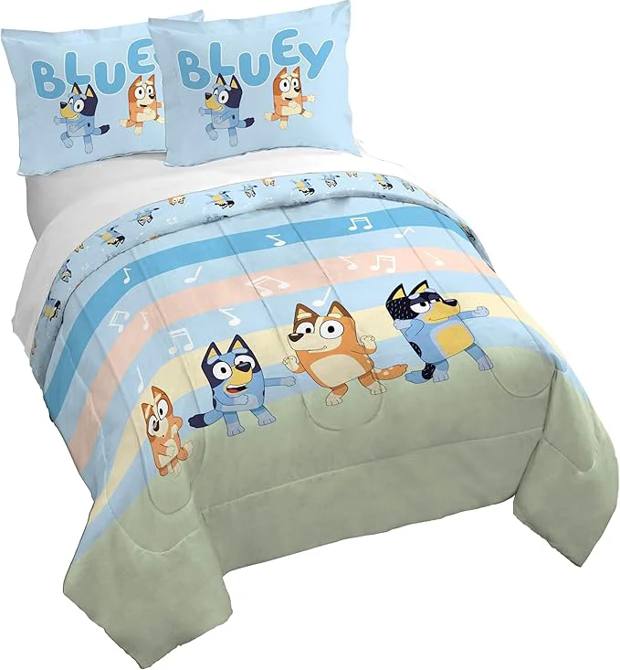 Outstanding Jay Franco Kids Duvet Cover Set – 3 Piece Super Soft Bedding with Sham Pillowcase Cover ONLY Comforter Not Included Multi – Bluey Queen Verified