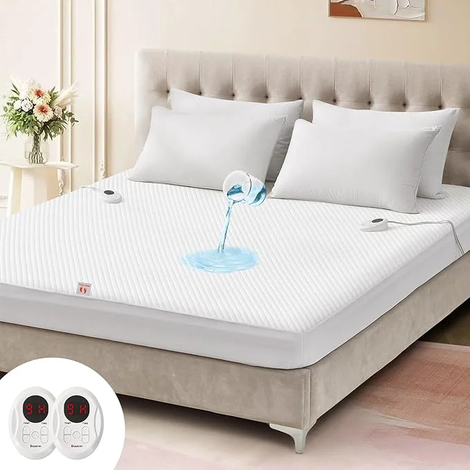 Dependable Bwarm Waterproof Heated Mattress Pad ETL Bed Warmer with Memory Function 9 Heat Settings 1-12 Hours Auto Off Deep Pocket Machine Washable White King High-Performance