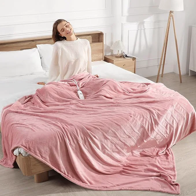 Eco-Friendly Heated Blanket King Size Electric Blanket 100 39 39 X90 39 39 – Fast Heating Blanket Ultra Soft Flannel Dual Controllers with 5 Heat Levels amp 10 Hrs Timer Machine Washable King Heated Blanket Pink Luxury