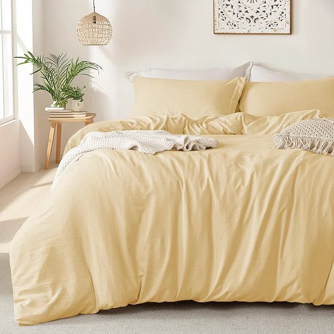 High-Performance MILDLY Super Soft Duvet Cover 2pcs – Washed Microfiber Butter Yellow Comforter Cover Set with Zipper Closure amp Corner Ties Recyclable