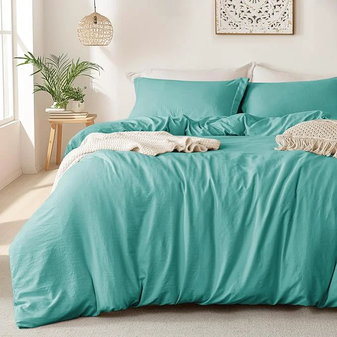 Outstanding MILDLY Super Soft Duvet Cover – Washed Microfiber Turquoise Comforter Cover Set 3 Pieces with Zipper Closure amp Corner Ties No Comforter Advanced