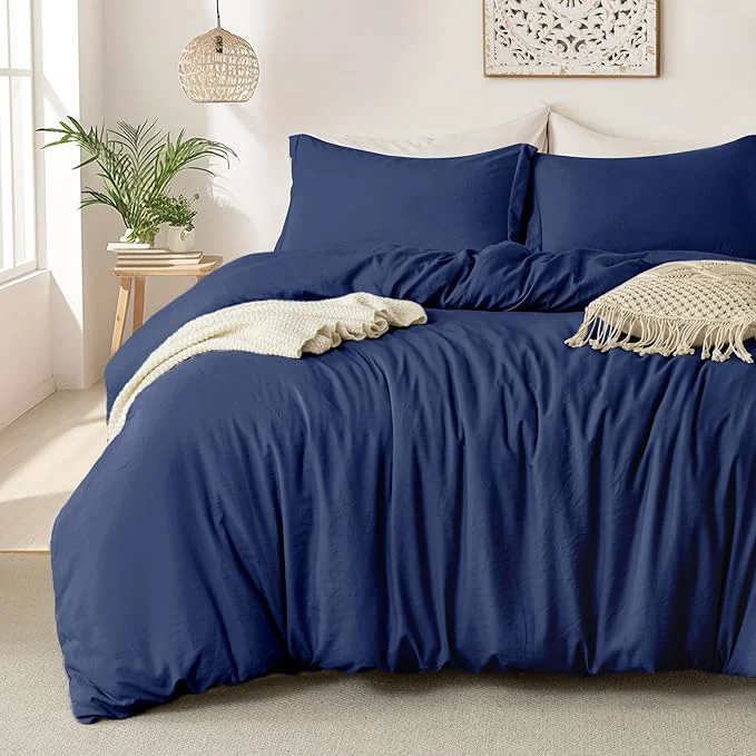 Proven MILDLY Super Soft Duvet Cover 2pcs – Washed Microfiber Navy Blue Comforter Cover Set with Zipper Closure amp Corner Ties No Comforter Consistent