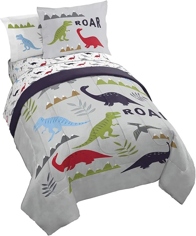 Relaxed Jay Franco Trend Collector Dinosaur Roar 7 Piece Full Bed Set – Includes Comforter amp Sheet Set – Super Soft Fade Resistant Microfiber Bedding Detailed