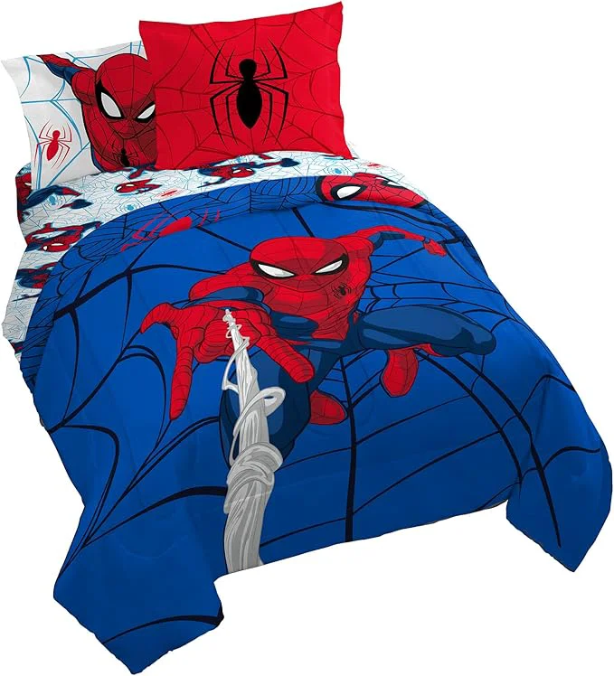 Original Design Jay Franco Marvel Spiderman Webtastic 7 Piece Queen Size Bed Set – Includes Reversible Comforter amp Sheet Set – Super Soft Kids Bedding Fade Resistant Microfiber Marvel Product Top-Quality