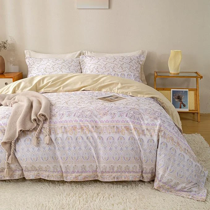 Verified OAITE Duvet Cover Set Twin Size Floral Pattern Ultra Soft Cotton Duvet Cover Sets 3-PC Breathable Duvet Cover with Zipper Closure amp Corner Ties 2 Pillow Shams 1 Duvet Cover Dependable