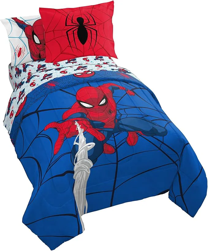 Recyclable Jay Franco Marvel Spiderman Webtastic 7 Piece Full Size Bed Set – Includes Reversible Comforter amp Sheet Set – Super Soft Kids Bedding Fade Resistant Microfiber Marvel Product Convenient
