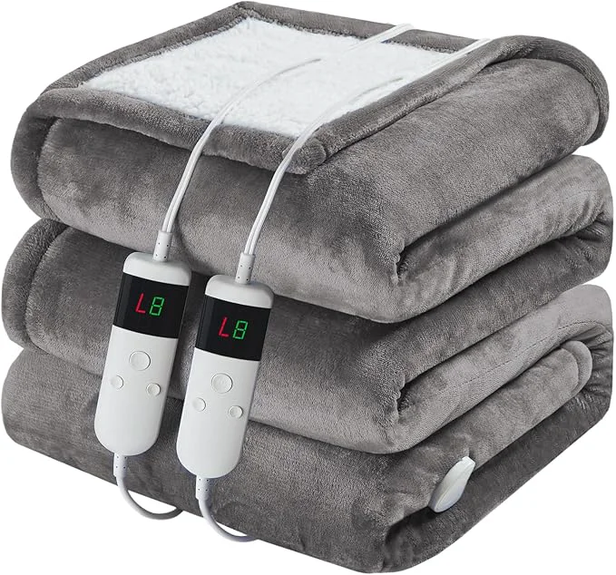 Specialty Electric Heated Blanket King Size 90 39 39 x100 39 39 Soft Flannel amp Sherpa Electric Blanket with 10 Heating Levels Automatically Shut Down After 8h with Overheat Protection Machine Washable Durable