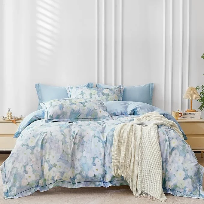 Relaxed OAITE Duvet Cover Set King Size Oil Painting Pattern Ultra Soft Cotton Duvet Cover Sets 3-PC Breathable Duvet Cover with Zipper Closure amp Corner Ties Fashionable