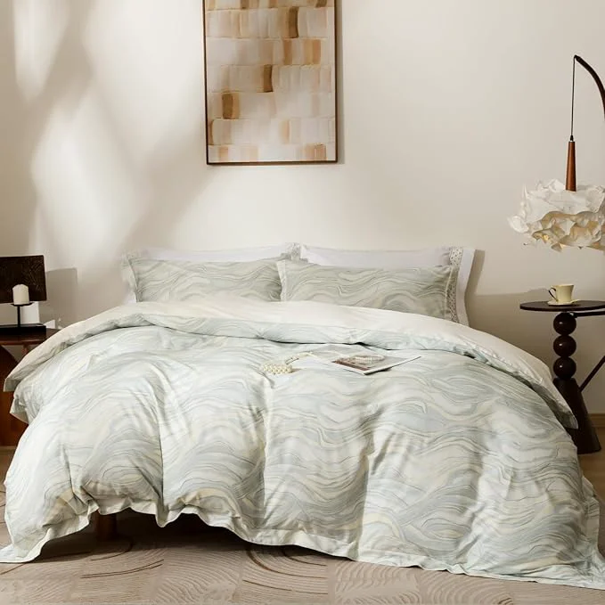 Exceptional OAITE Duvet Cover Set Queen Size Floral Pattern Ultra Soft Cotton Duvet Cover Sets 3-PC Breathable Duvet Cover with Zipper Closure amp Corner Ties Professional