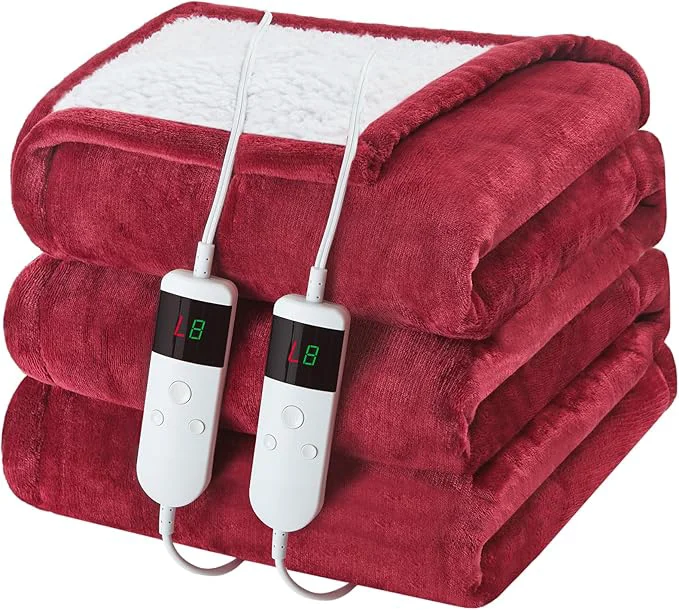 High-Performance Electric Heated Blanket King Size 90 39 39 x100 39 39 Soft Flannel amp Sherpa Electric Blanket with 10 Heating Levels Automatically Shut Down After 8h with Overheat Protection Machine Washable Unique