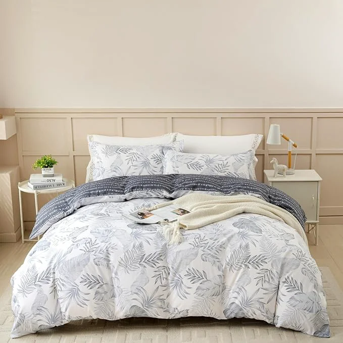 High-Quality OAITE Duvet Cover Set Cotton Comforter Cover with Floral Pattern Duvet Cover Set Soft Bedding Set Includes with 3 Piece 2 Pillow Shams 1 Duvet Cover Fine Crafted