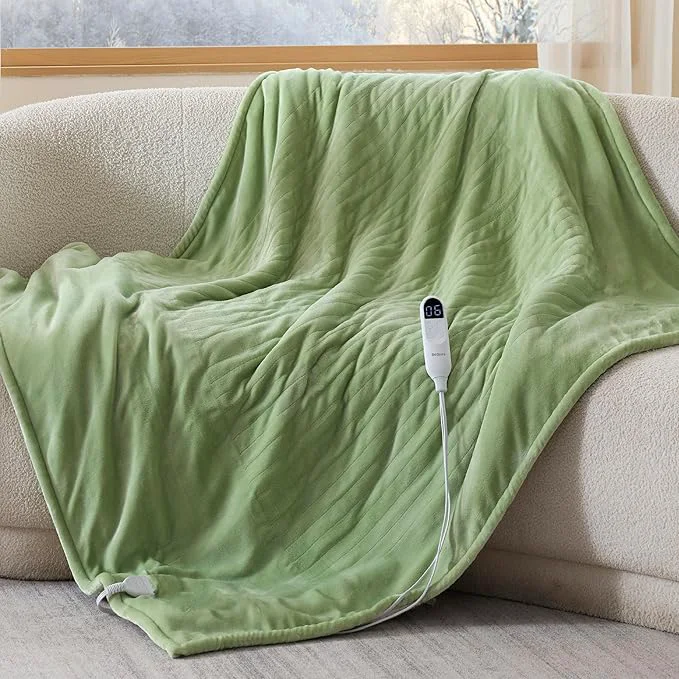 Durable Bedsure Heated Blanket Throw Blanket – Fast Heating Electric Blanket Soft Flannel Heated Throw with 4 Time Settings 6 Heating Settings Warm Gifts for Women Men 50×60 inches Sage Green Premium