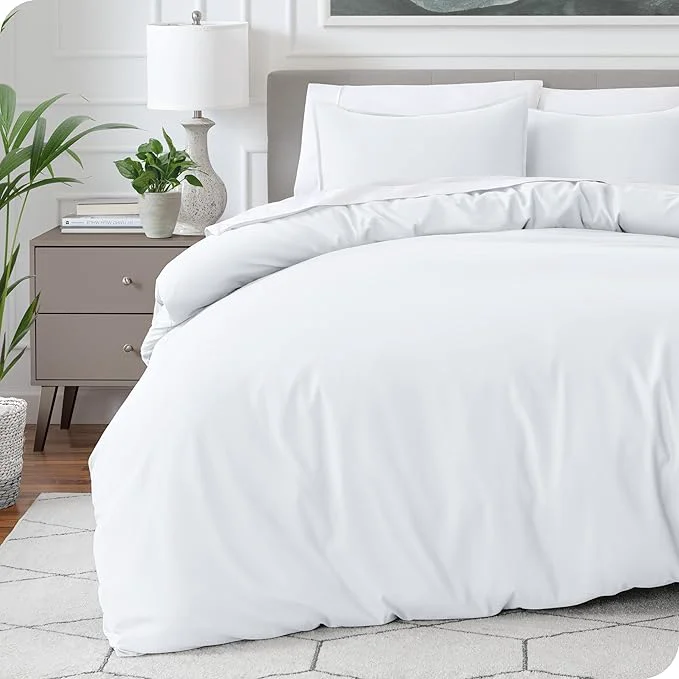 Long-Lasting Bare Home Bedding Duvet Cover Full Size – Premium 1800 Super Soft Collection – Lightweight Cooling Duvet Cover – Soft Breathable Bedding Full White Organic