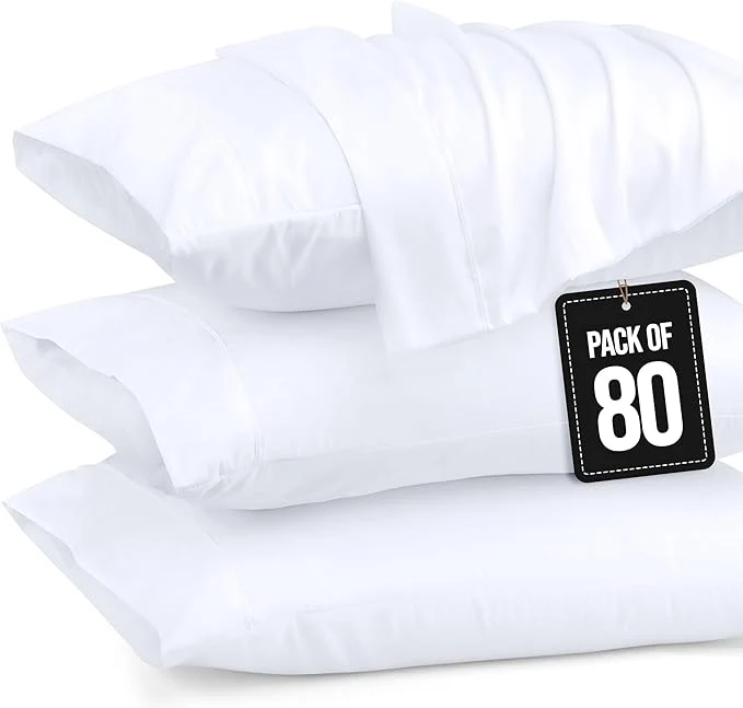 Responsible Utopia Bedding Queen Pillow Cases – 80 Pack – Envelope Closure – Soft Brushed Microfiber Fabric – Pillow Covers 20 X 30 Inches Queen White Versatile