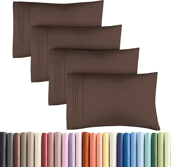 Prestigious King Pillow Cases Set of 4 – Ultra Soft Hotel Quality Pillowcase Covers – Comfy Cozy amp Wrinkle – Shrinkage Stain and Fade Resistant – Machine Washable Pillow Protectors – 4 Piece Set – Brown Secure