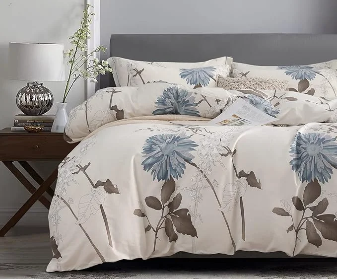 Smart SLEEPBELLA Duvet Cover King 600 Thread Count Cotton Botanical Flowers Pattern Printed Reversible Comforter Cover Organic