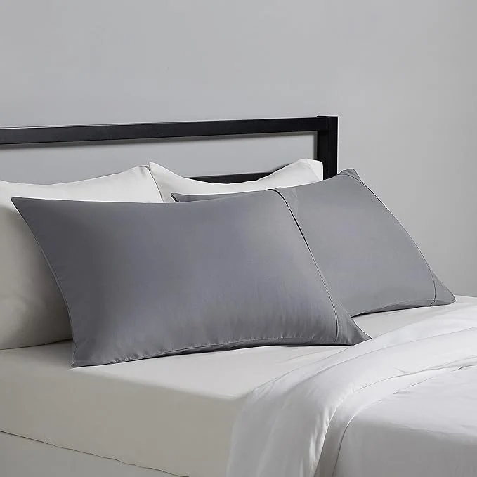 Traditional Amazon Basics King Pillowcases Set of 2 – Lightweight Super Soft Easy Care Microfiber Dark Gray 40 quot L x 20 quot W Pillows Not Included Certified
