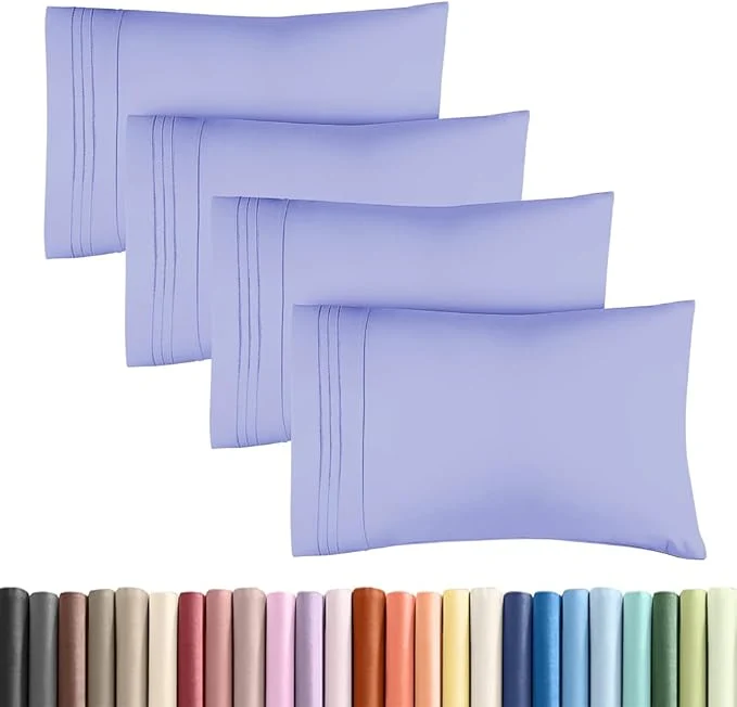 Lightweight Standard Pillow Cases Set of 4 – Ultra Soft Hotel Quality Pillowcase Covers – Comfy Bedding for Women Men Kids amp Teens – Machine Washable Pillow Protectors – 4 Piece Set – Standard Size Lavender Exceptional