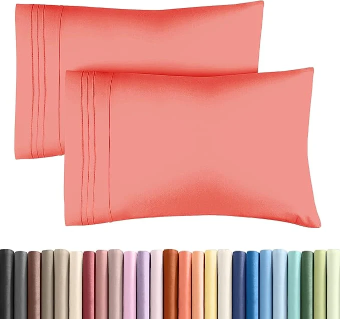 Elegant King Pillow Cases Set of 2 – Ultra Soft Hotel Quality Pillowcase Covers – Comfy Cozy amp Wrinkle – Shrinkage Stain and Fade Resistant – Machine Washable Pillow Protectors – 2 Piece Set – Coral Modern
