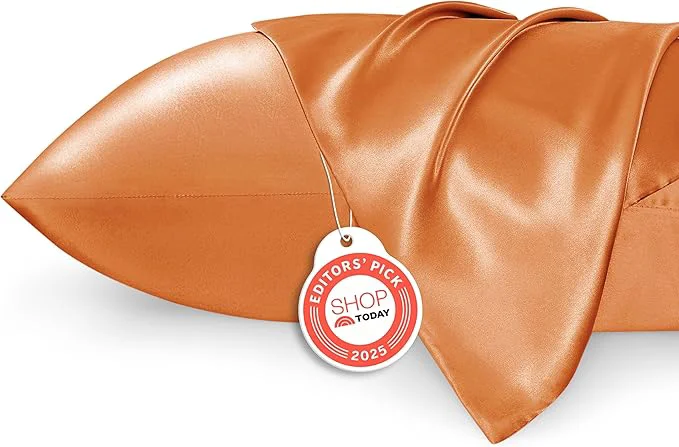 Eco-Friendly Bedsure King Size Satin Pillowcase Set of 2 – Orange Silky Pillow Cases for Hair and Skin with Envelope Closure Similar to Silk Pillow Cases Gifts for Women Men 20×36 Inches 2pcs Healthy