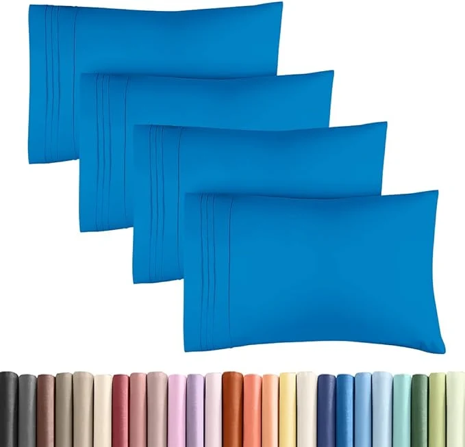 Safe King Standard Pillow Cases Set of 4 – Soft Hotel Quality Pillowcase Covers – Comfy Bedding for Women Men Kids amp Teens – Machine Washable Pillow Protectors – 4 Piece Set – King Standard Royal Blue Official