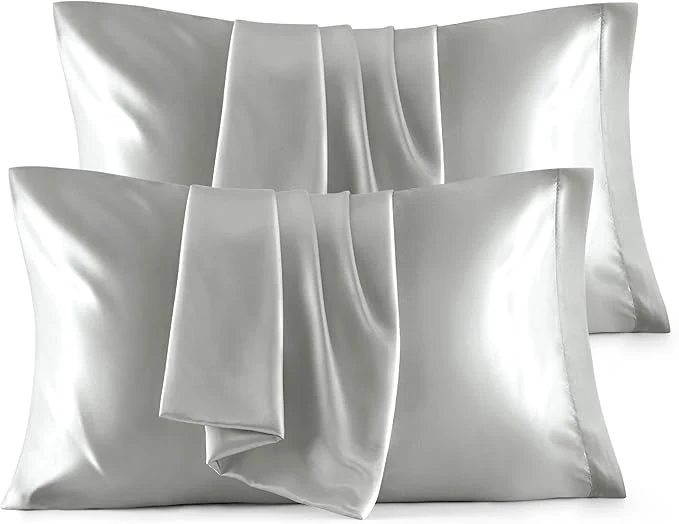 Sophisticated Bedsure Satin Pillowcase Standard Set of 4 – Silver Grey Silky Pillow Cases for Hair and Skin 20×26 Inches Pillow Covers with Envelope Closure Gifts for Women Men Certified
