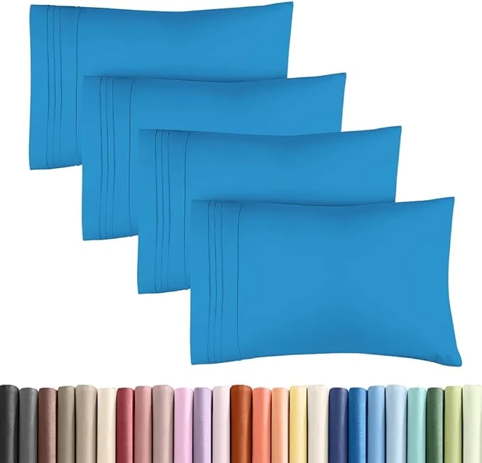 Selected King Standard Pillow Cases Set of 4 – Soft Hotel Quality Pillowcase Covers – Comfy Bedding for Women Men Kids amp Teens – Machine Washable Pillow Protectors – 4 Piece Set – King Standard Denim Blue Responsible