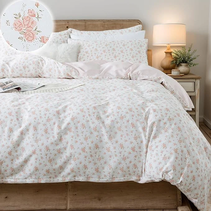 Outstanding FADFAY Pink Floral Duvet Cover Set – King Cal King Comforter Cotton Girls 39 Blush Bedding with 2 Pillowcases Consistent