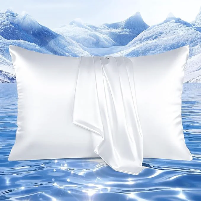 First-Class Elegear Cooling Pillow Cases for Hot Sleepers Upgraded Arc-Chill Cooling Satin Pillowcase Q-max gt 0.5 Silky Satin Pillowcase for Hair amp Skin Luxury Zipper Pillowcase Cover Set of 2-King White Consistent