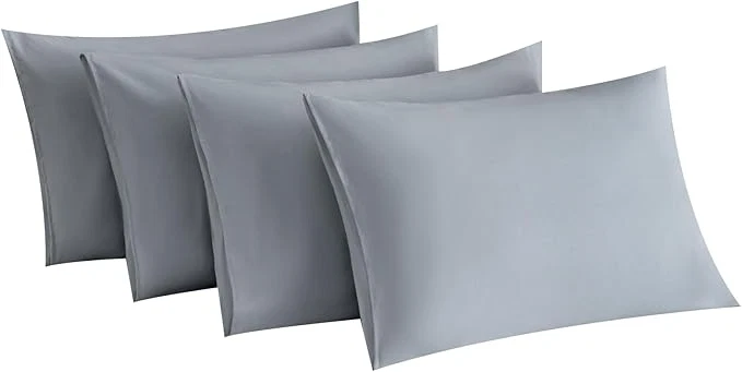 Natural MINIPANDA Light Grey Pillow Cases Set of 4 Queen Size – Gray Pillow Cases Super Soft Smooth and Breathable – Envelope Design – Machine Washable Lightweight 20X30 Inches 4 Piece Advanced