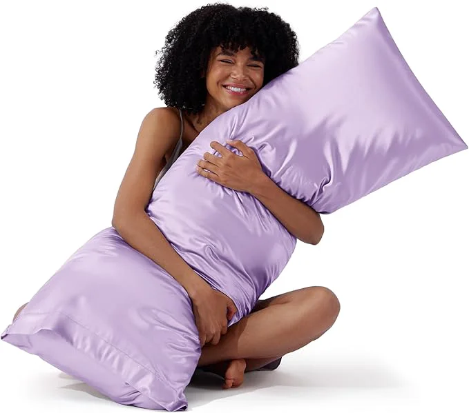 Secure Bedsure Body Pillow Cover 20×54 Inches – Lavender Satin Similar to Silk Pillowcase for Hair and Skin Cooling and Silky Long Body Pillow Pillowcase with Envelope Closure Gifts for Women Men Classic