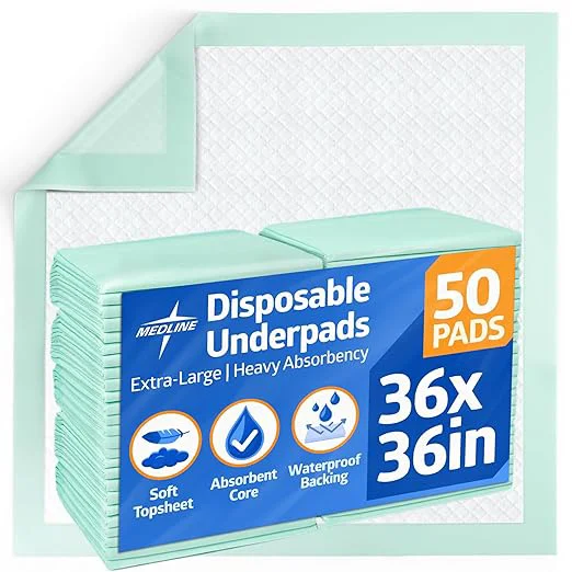 Fine Medline Super Absorbent Underpad 36 quot x 36 quot 50 Count Extra Large Disposable Incontinence Pads Protective Bed Pads Chucks For Kids Adults Elderly Furniture amp Surface Protection Pee Pad Practical