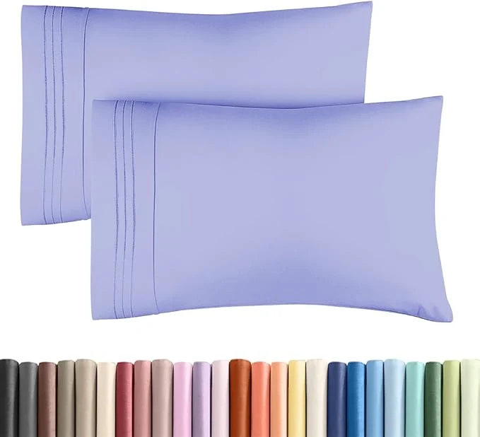 Authentic Standard Pillow Cases Set of 2 – Ultra-Soft Hotel Quality Pillowcase Covers – Comfy amp Wrinkle – Stain and Fade Resistant – Machine Washable Pillow Protectors – 2 Piece Set – Standard Lavender Comfortable