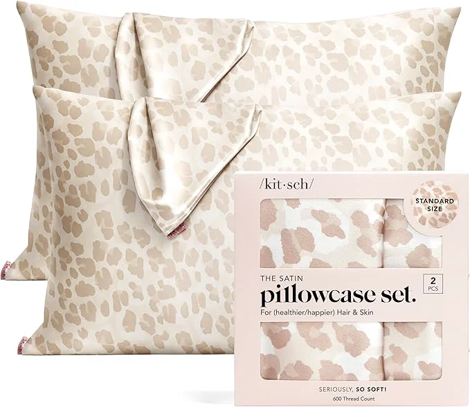 Sophisticated Kitsch Satin Pillowcase with Zipper for Hair amp Skin – Softer Than Silk Pillow Cases Smooth Cooling Satin Pillow Case Wrinkle- Machine Washable Pillow Cases Standard Size 19×26 – Leopard 2pcs Relaxed