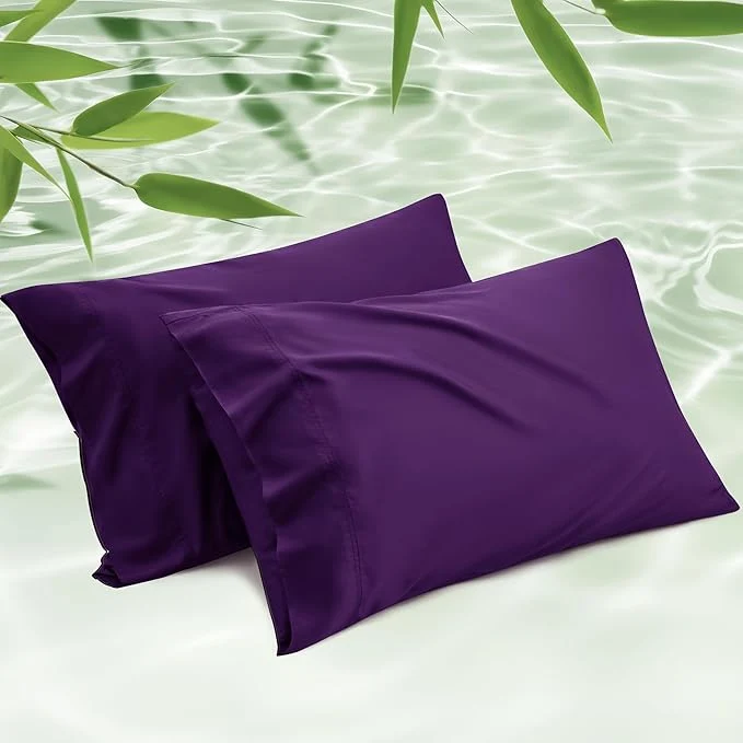 Elegant Bedsure King Size Pillow Cases Set of 2 Cooling Pillow Cases for Hot Sleepers Rayon Derived from Bamboo Purple Pillowcases PureWoven Silky Soft Pillow Covers with Envelope Closure 20×36 Inches High-End