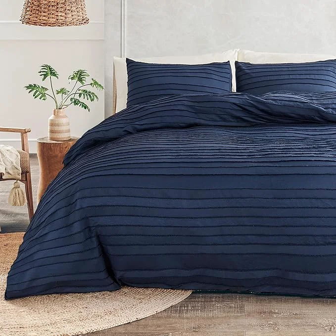 Classic NEXHOME PRO Twin Duvet Cover Navy 2 Pieces Boho Tufted Duvet Cover Set Soft and Lightweight Washed Microfiber Comforter Cover Set for All Season Navy Twin 66 x 90 -No Comforter Reliable