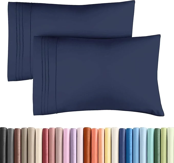 Long-Lasting King Standard Pillow Cases Set of 2 – Soft Hotel Quality Pillowcase Covers – Comfy Cozy amp Fade – Wrinkle Resistant – Machine Washable Pillow Protectors – 2 Piece Set – King Standard Navy Blue High-Grade