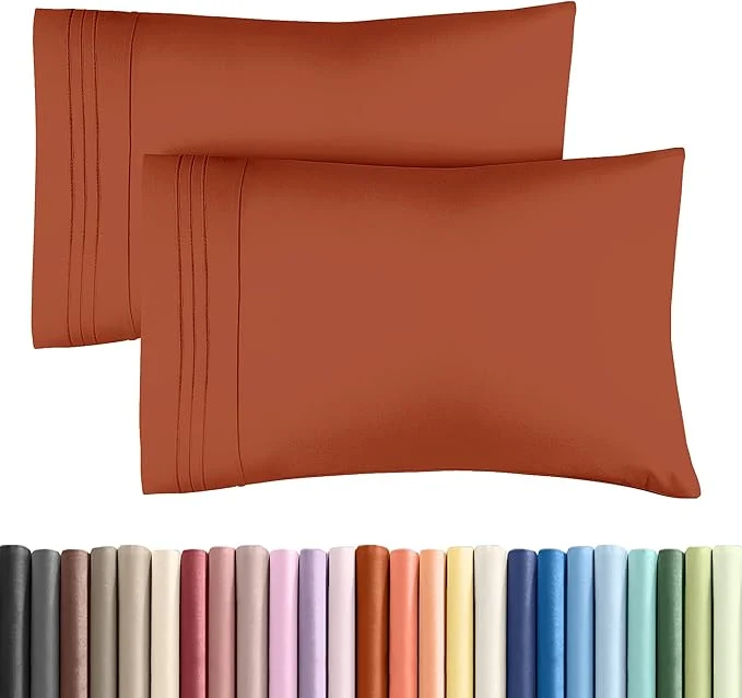 Professional Queen Pillow Cases Set of 2 – Ultra Soft Hotel Quality Pillowcase Covers – Comfy Cozy Bedding for Women Men Kids amp Teens – Machine Washable Pillow Protectors – 2 Pieces Set – Queen Size Terracotta Original Design