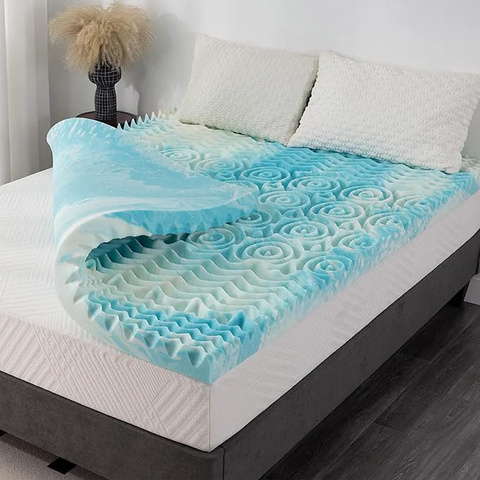 Smart 4 Inch 5-Zone Queen Memory Foam Mattress Topper Cooling Gel Infused Foam Mattress Topper for Pressure Relief CertiPUR-US Queen Bed Topper Blue 60 quot ×80 quot Exceptional