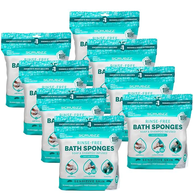 Fast Scrubzz Disposable No Rinse Bathing Wipes Certified