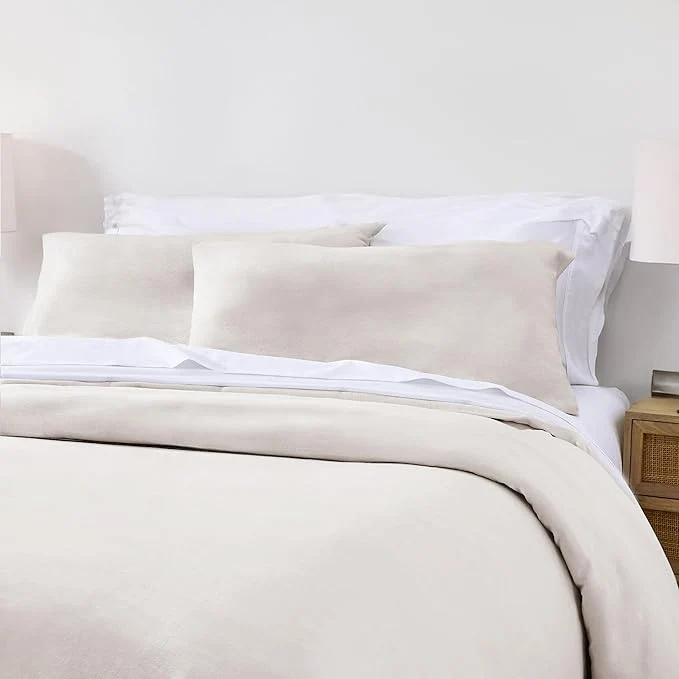 Expertly Made California Design Den Oversized King Duvet Cover Set 3 Pc Set with Pillow Shams Textured Natural Duvet Cover 120 quot x 98 quot to Fit Oversized King Duvet Linen-Natural Elegant