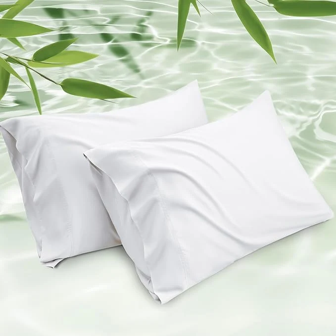 Professional Bedsure Pillow Cases Standard Size Cooling Pillow Cases Rayon Derived from Bamboo White Pillowcases Standard Set of 2 PureWoven Silky Soft Bedding Pillow Covers with Envelope Closure 20×26 Inches Smooth